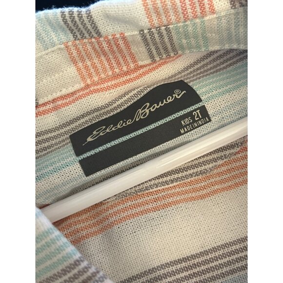 Eddie Bauer Kids 2T Striped Summer Shirt Pastel Coastal Retro Baby Boy Classic - Picture 3 of 5